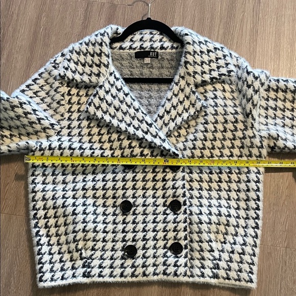 Kut From The Kloth Aaliyah Double Breasted Houndstooth Jacket‎ Large Stretch - Picture 10 of 13